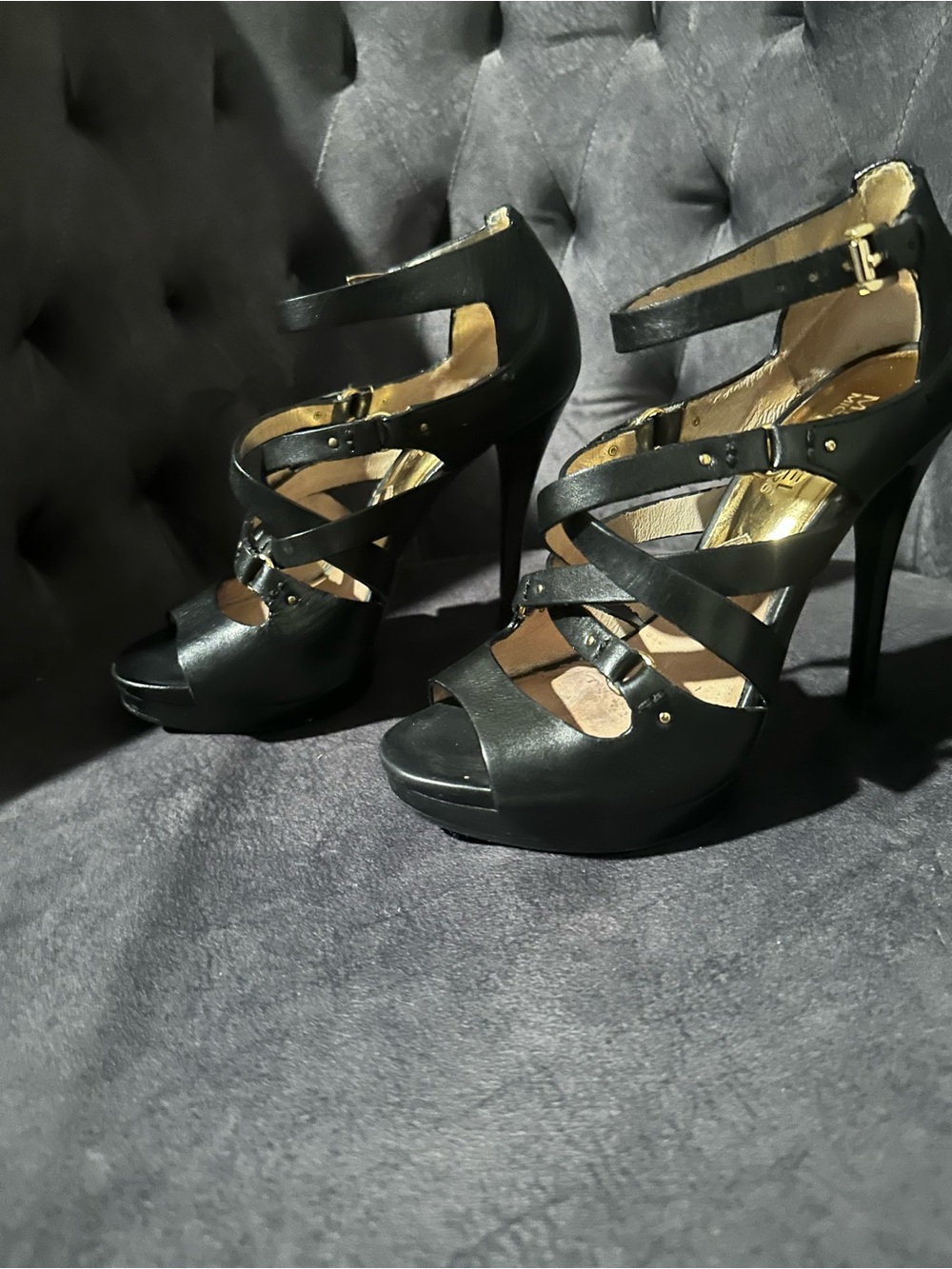 MICHAEL Michael Kors Black Strappy Platform Stiletto Sandals